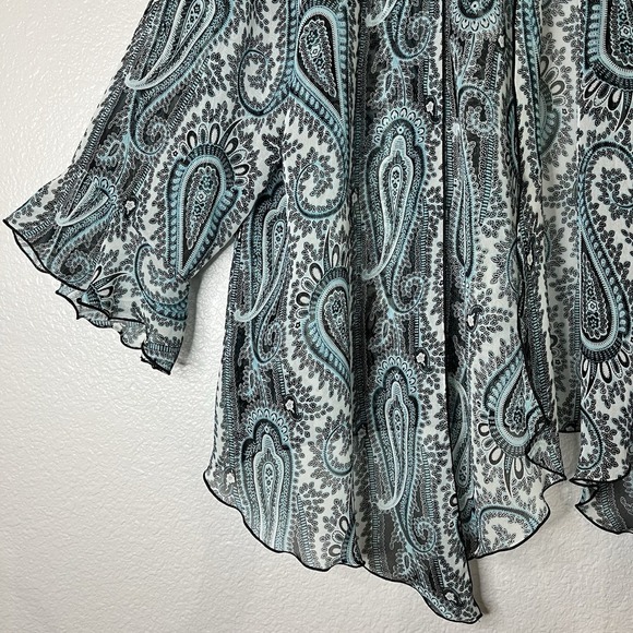 Nicola Sheer Retro Paisley Western Polyester Women's Top Blouse Size XL - Picture 3 of 6